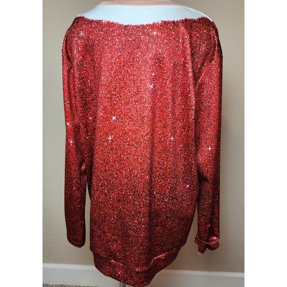 Sexy Santa Womens Sweatshirt XL Red Long Sleeve Cleavage Funny Contest Winner - Picture 3 of 4